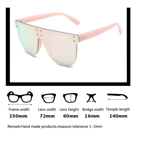 Gorgeous Classy Oversized Exaggerated Luxury Women Pink Square Sunglasses Lentes - Picture 6 of 8